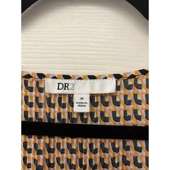 Daniel Rainn Medium Top Long Sleeve Peasant Blouse Tasseled Geometric Print DR2 - Picture 6 of 7